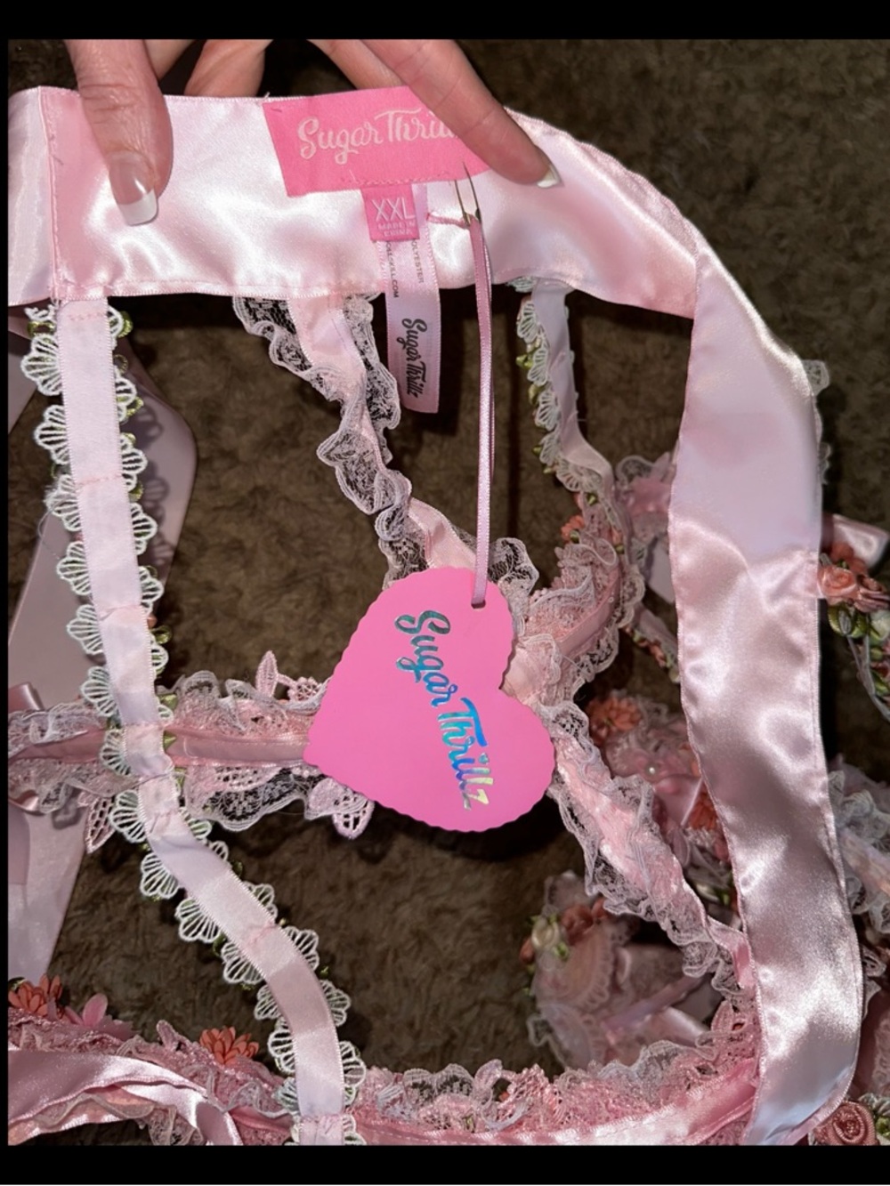 Sugar Thrillz by Dolls Kill ‘RAGS TO RICHES’ Pink Rosette Cage Hoop Skirt XXL/XL - Picture 8 of 9